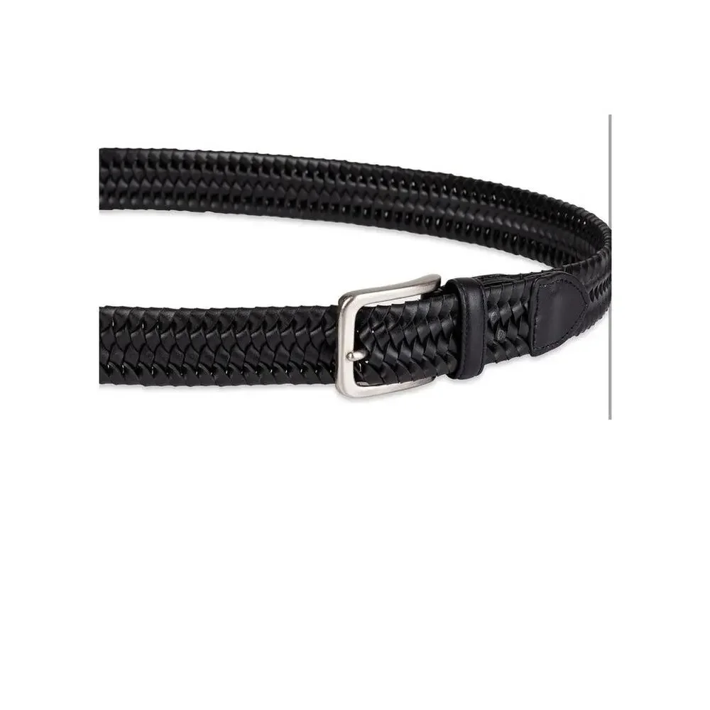 Tommy Bahama Men's Black Leather Brail Belt Stretch 34